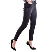 Dondup women black high-waisted skinny zip button jeans with subtle fading for fall winter wear