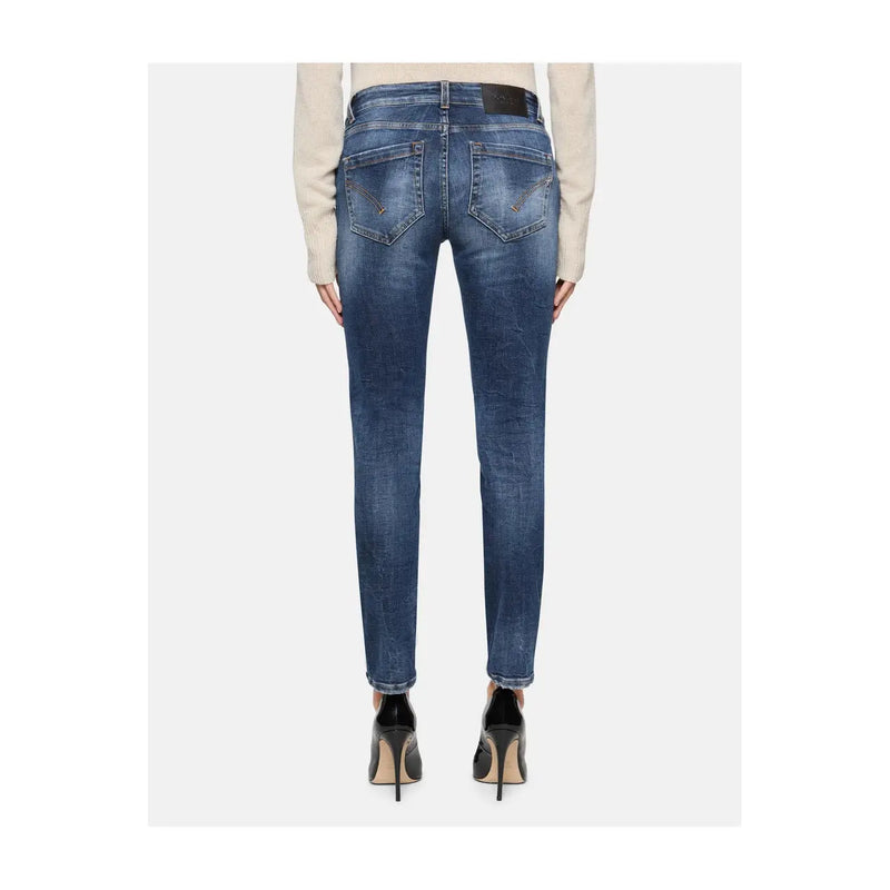 Dondup Damen-Jeans aus blauer Baumwolle mit Rissen, mittelblauer Waschung, schmale Passform und dezenten Waschungsdetails