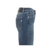 Dondup Damen-Jeans aus blauem Baumwoll-Stretch in dunkelblauem Denim mit klassischem Fünf-Taschen-Design und kontrastierenden Nähten