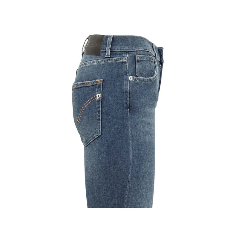 Dondup Damen-Jeans aus blauem Baumwoll-Stretch in dunkelblauem Denim mit klassischem Fünf-Taschen-Design und kontrastierenden Nähten