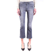 Dondup women grey light-wash denim jeans with ripped effect and flared leg cut for spring summer wear