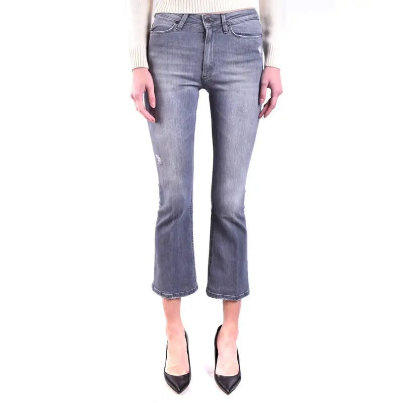 Dondup women grey light-wash denim jeans with ripped effect and flared leg cut for spring summer wear