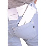 Dondup women light blue ripped cotton jeans with skinny fit low waist design white stitching and branded tags