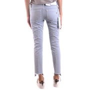 Dondup women light blue slim fit cotton jeans with frayed hems and ripped detailing