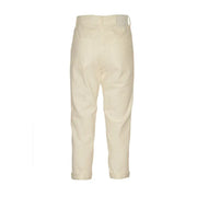 Dondup women white cotton blend trousers fall winter with cream-colored straight-leg design and subtle stitching details