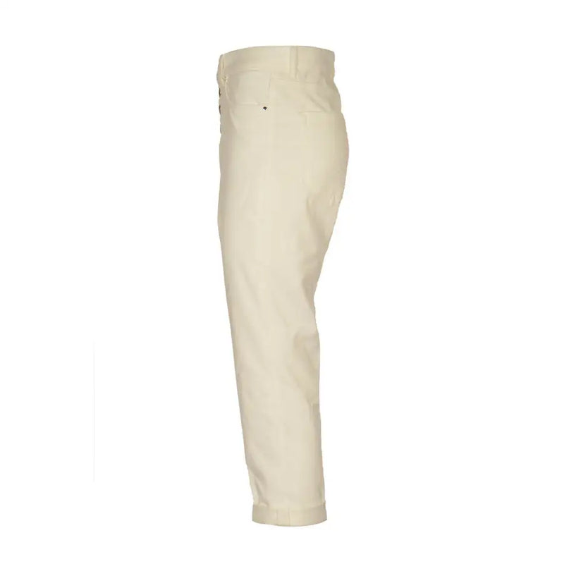 Dondup women white cotton blend trousers in cream with straight-leg chino fit and subtle stitching details for fall winter