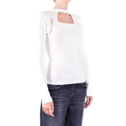 Woman wearing Dondup White Long Knitwear with square neckline and shoulder cutouts