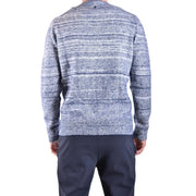 Dondup Herren-Wollpullover in meliertem Blau und Weiß mit gerippten Bündchen und Saum, Vorderansicht