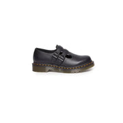 Black leather slip on shoes by dr martens size 3 showing back side detailing and stitching