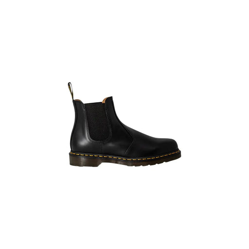 Dr Martens men black leather chelsea boots with elastic side panels and yellow stitching in smooth leather