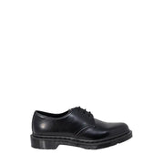 Black leather dr martens men lace up shoes size 3 showing the back side of the shoe