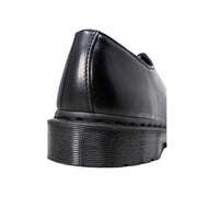 Dr martens men lace up shoes black leather with glossy finish and distinctive ridged rubber sole size 3
