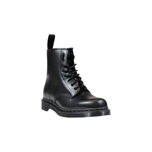 Black leather dr martens men leather boots with lace up front for durable and stylish footwear