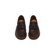Dark brown leather tassel loafers with yellow stitching for men dr martens adrian moccasin shoes brown