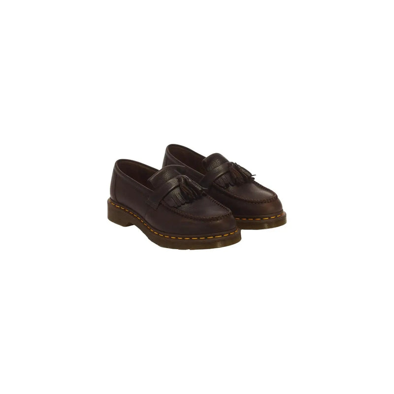 Dark brown leather tassel loafers with yellow stitching by dr martens men leather moccasin shoes brown adrian