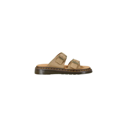 Pantoufles Dr. Martens pour homme en cuir beige avec tige en cuir marron clair et bout rond ouvert 41083200