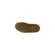 Brown rubber sole with textured tread pattern on dr martens men leather slippers black buckle open toe