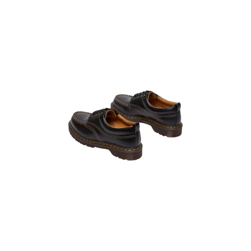 Black leather dr martens men lowell moccasin shoes showcasing sleek design and durable material