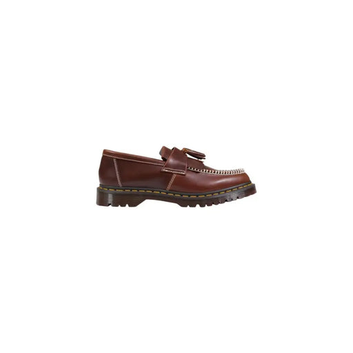 Dr. Martens Herren-Mokassin, brauner Leder-Quasten-Loafer mit gelben Ziernähten und dicker Gummisohle, Frühlings- und Sommerschuhe