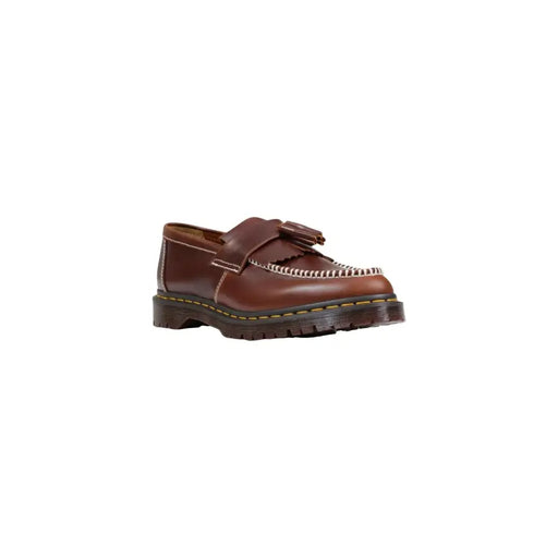 Dr. Martens Herren-Mokassin, brauner Leder-Quastenloafer mit weißen Ziernähten und dicker Gummisohle, Frühlings- und Sommerschuhe