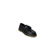 Black leather tassel loafer with yellow stitching and rubber sole from dr martens mens slip on shoes black fall winter collection