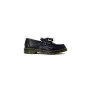 Black leather tassel loafer with yellow stitching slip on shoe by Dr Martens for mens fall winter wear