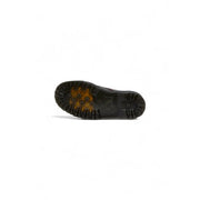 Black dr martens women bordeaux leather platform boots showing the back side of the footwear