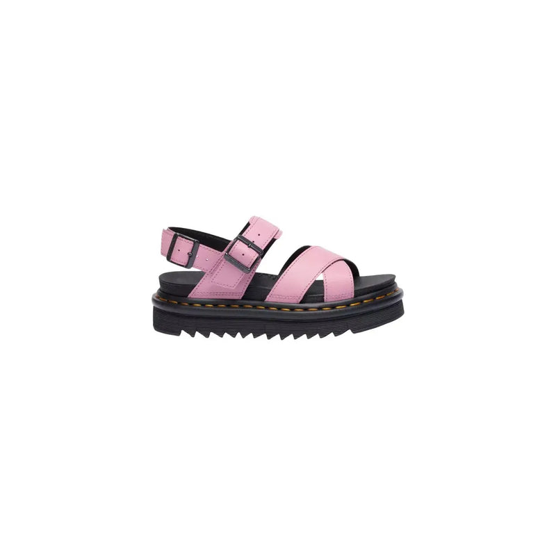 Dr martens women sandals pink leather voss II with black buckles and chunky platform sole