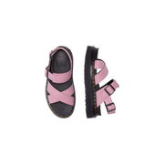 Dr martens women sandals pink leather voss ii buckle with black rubber soles and adjustable straps