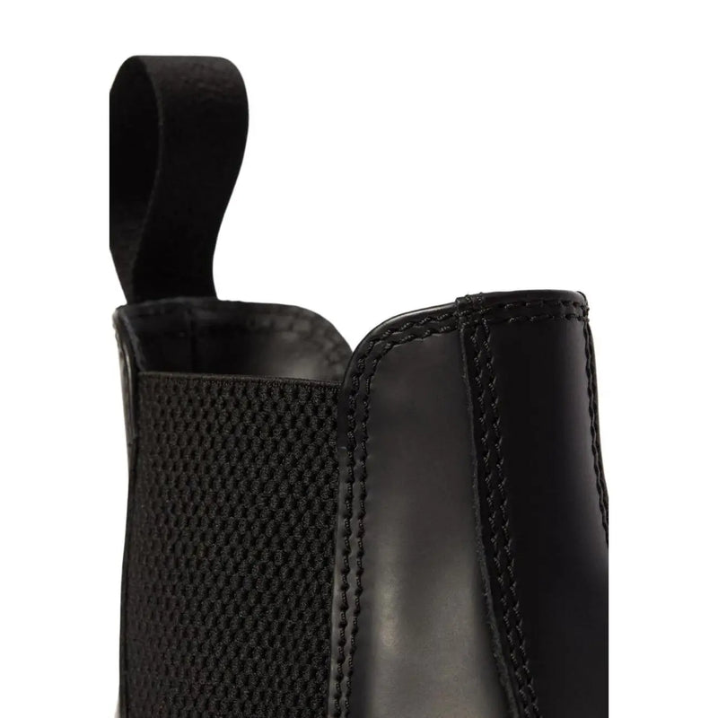 Dr Martens women’s black leather Chelsea boot with smooth leather upper mesh side panel and stitched detailing
