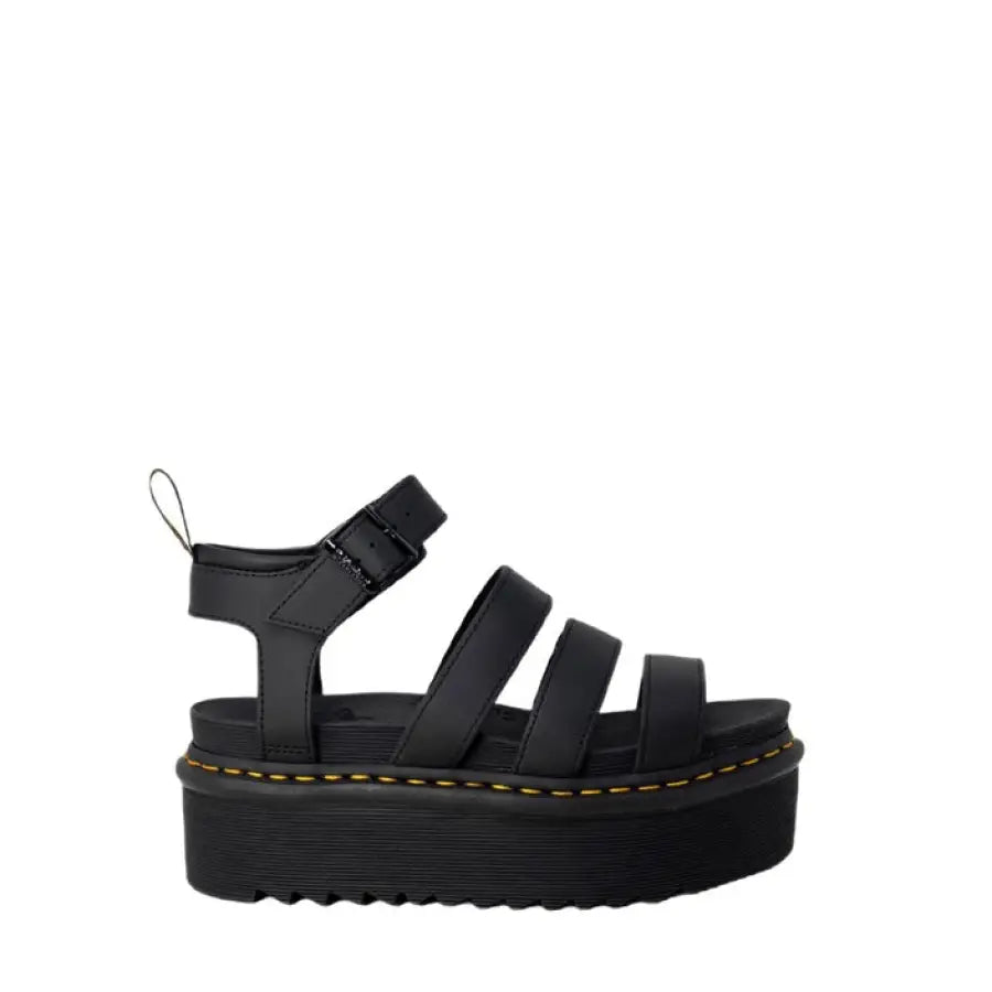 Dr. Martens black leather platform sandals for women