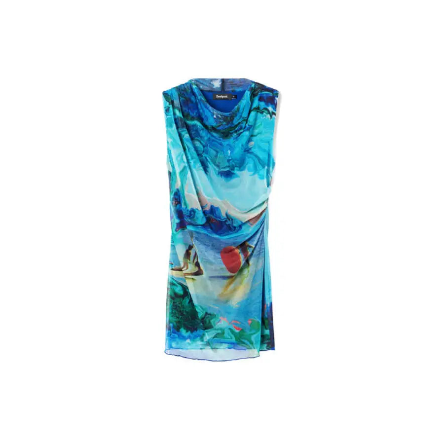 Urban style Desigual Women Dress with blue and green print - trendy clothing for women