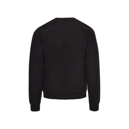 Black cotton crew neck sweatshirt with ribbed cuffs and hem from Dsquared Men collection