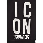 Dsquared men black cotton round neck printed sweatshirt featuring bold white icon lettering and brand name below