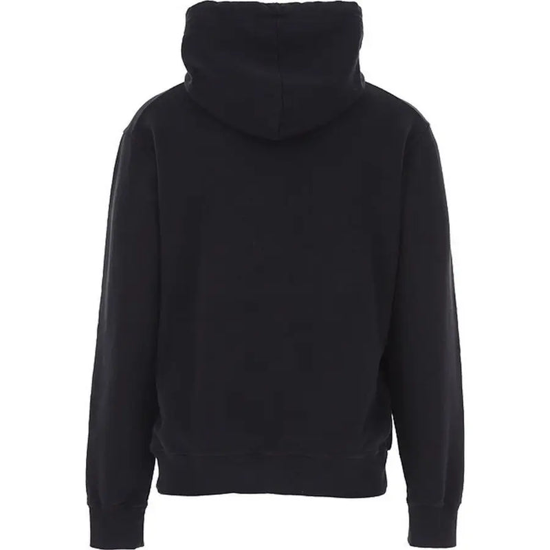 Plain black cotton hooded sweatshirt from Dsquared Men featuring a printed design