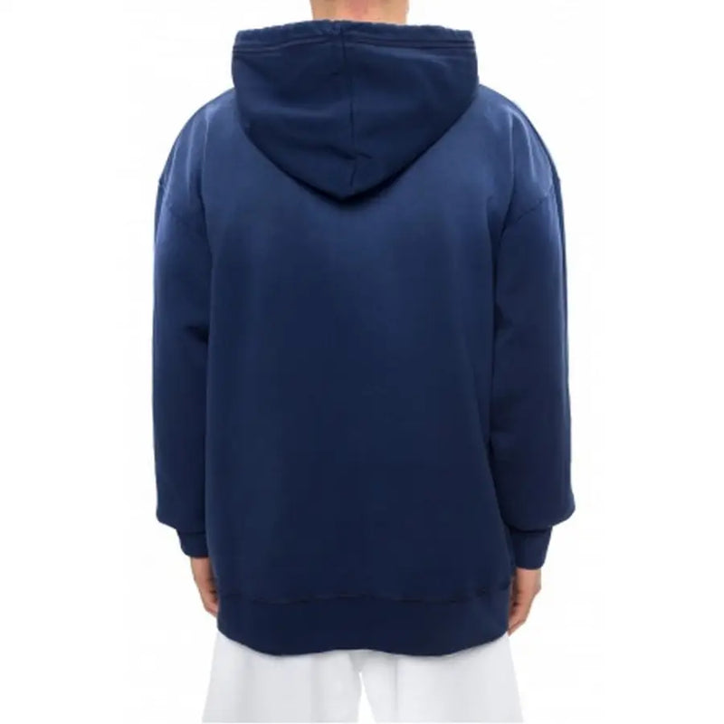 Marineblauer Oversize-Baumwollhoodie mit lockerer Passform und gerippten Bündchen und Saum von Dsquared Herren Blue Print Kollektion