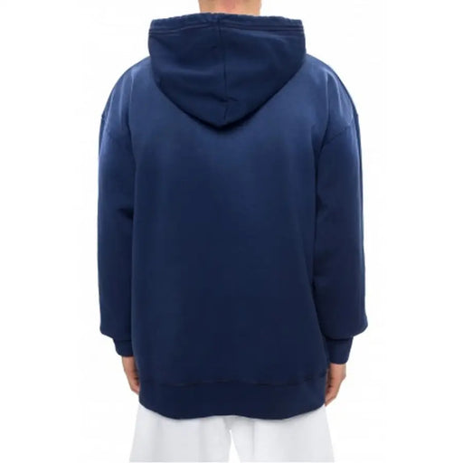Marineblauer Oversize-Baumwollhoodie mit lockerer Passform und gerippten Bündchen und Saum von Dsquared Herren Blue Print Kollektion