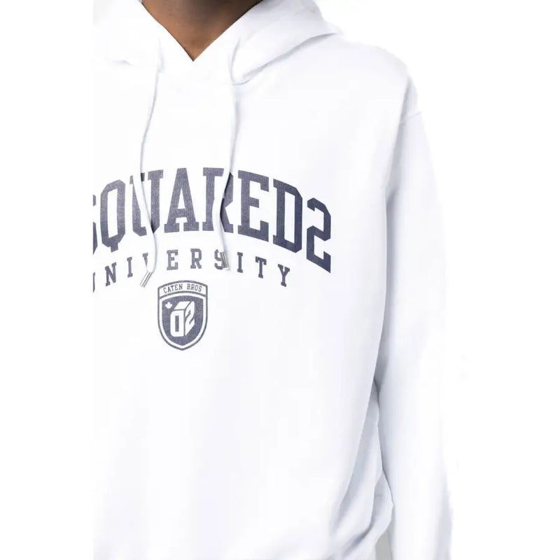 Dsquared Sweat à capuche pour homme en coton blanc avec logo et emblème de l'université Squared2 gris foncé.