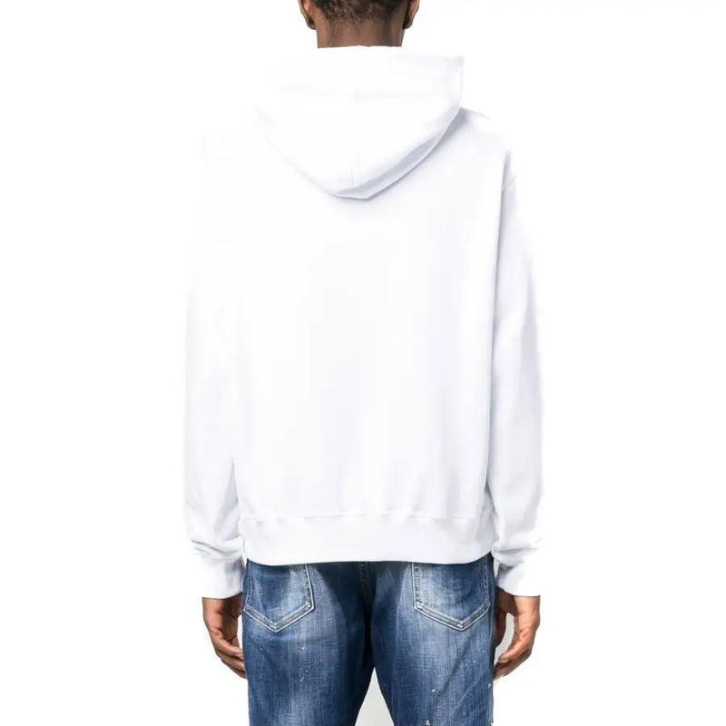 Sweat à capuche blanc en coton dsquared pour homme, avec un design minimaliste épuré et un style à capuche.