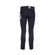 Back side of black Dsquared2 slim fit jeans with white lettering on the pocket fall winter B44373 zip and button closure