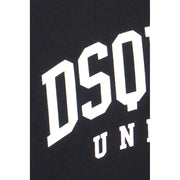 Schwarzes Dsquared2 Herren-Sweatshirt mit markantem, weißem, bogenförmigem Schriftzug auf Baumwollstoff-Vorderseite