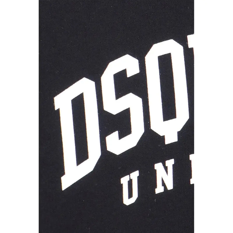 Schwarzes Dsquared2 Herren-Sweatshirt mit markantem, weißem, bogenförmigem Schriftzug auf Baumwollstoff-Vorderseite