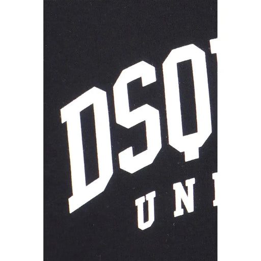 Schwarzes Dsquared2 Herren-Sweatshirt mit markantem, weißem, bogenförmigem Schriftzug auf Baumwollstoff-Vorderseite