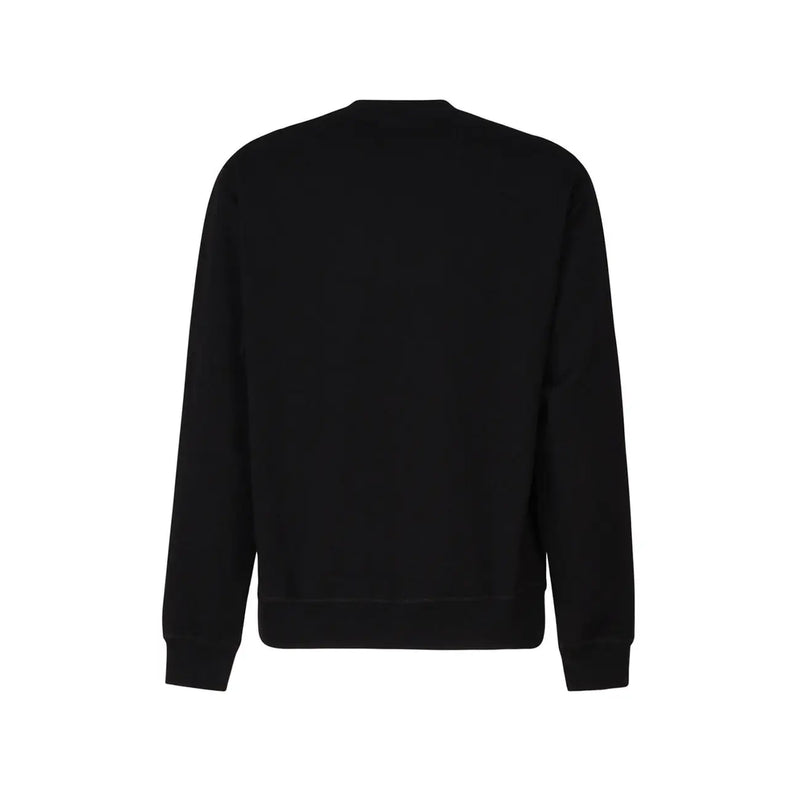 Sweat-shirt Dsquared2 pour homme, en coton noir, à col rond, manches longues et poignets côtelés, idéal pour un style décontracté.