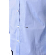 Dsquared2 Herrenhemd aus blauer Baumwolle in klassischer Passform mit hellblauem Button-Down-Design im Stil von 1995, weißen Knöpfen und dezenter Logostickerei.