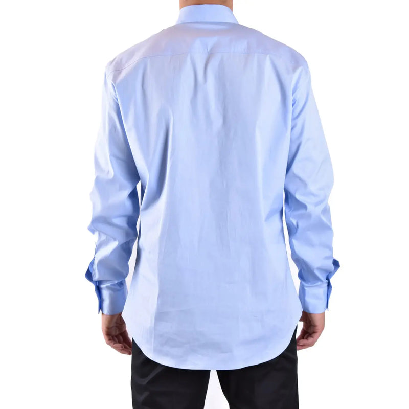 Dsquared2 Herrenhemd aus blauer Baumwolle, langärmelig, mit klassischem Kragen und geknöpften Manschetten in klassischer Passform