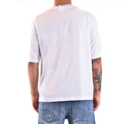 Dsquared2 men cotton t shirt white round neck featuring a crew neck and short sleeves in breathable cotton fabric