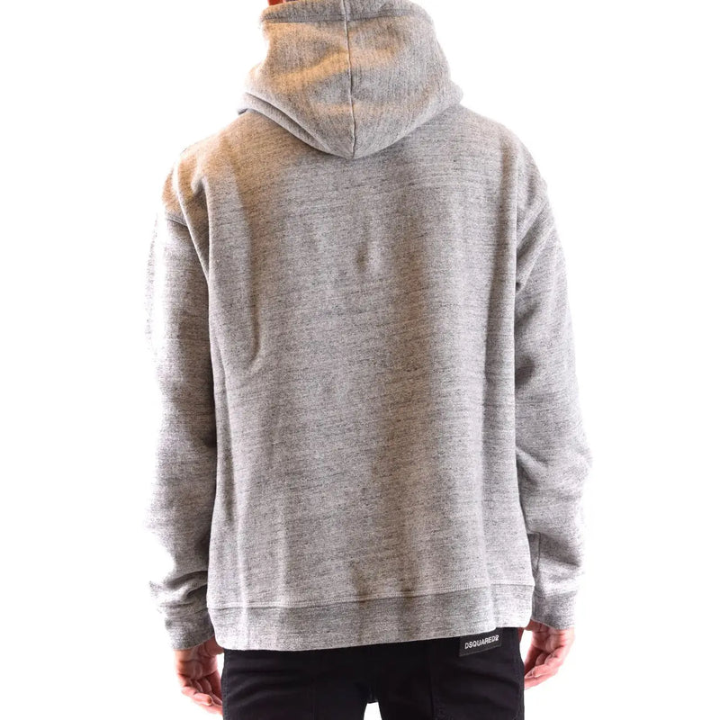 Dsquared2 Herren-Hoodie aus grauer Baumwolle mit lockerer Passform und gerippten Bündchen in meliertem Grau