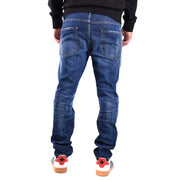 Dark blue slim fit Dsquared2 men jeans made of cotton elastane with subtle worn out effect and distressing details