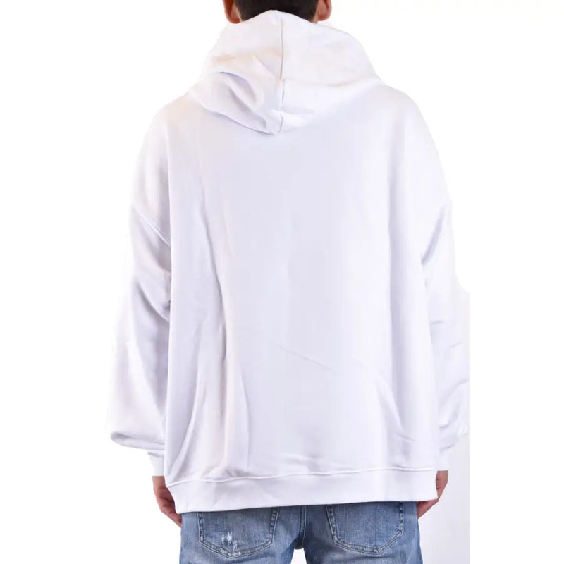 Dsquared2 Herren-Sweatshirt, weiß, Baumwolle, Kapuze, Print, Oversized-Passform und gerippte Bündchen